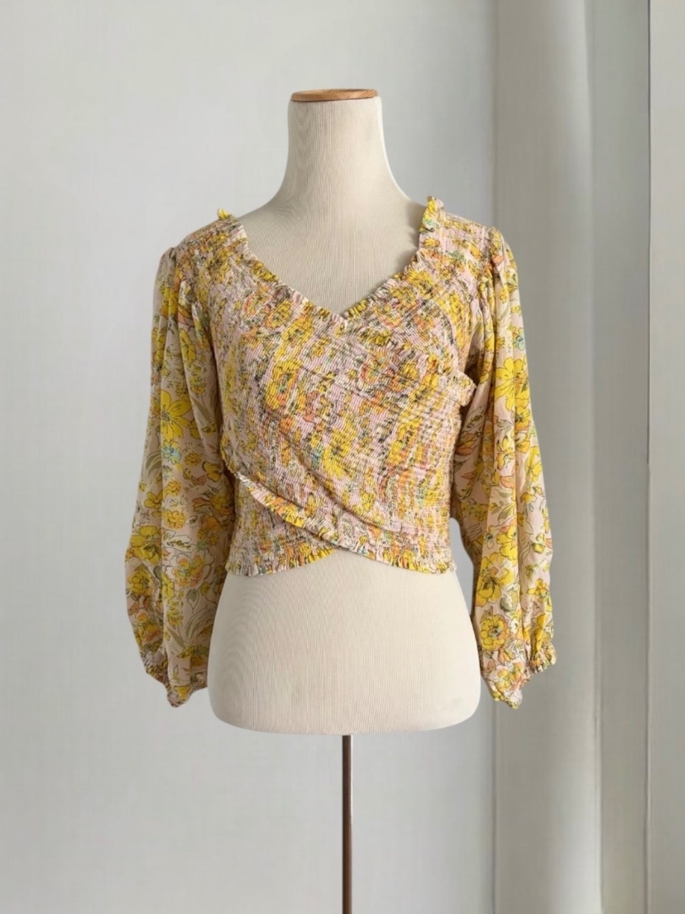 Free People East To West Smocked Floral Top